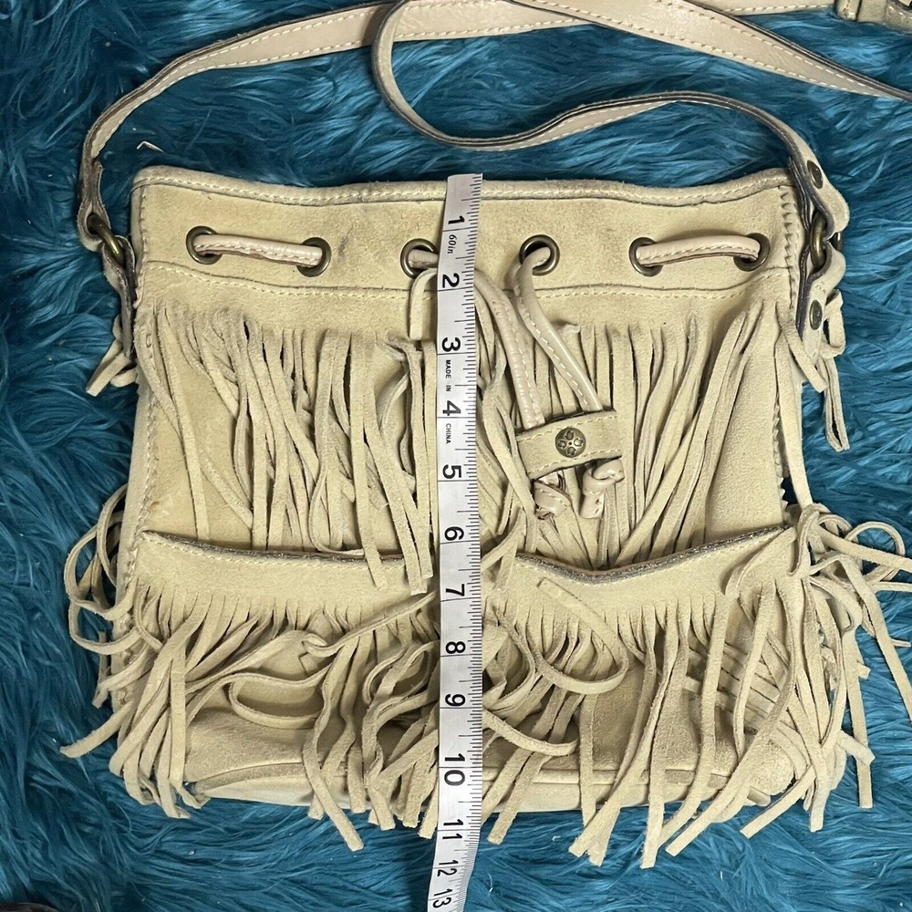 Patricia Nash Crossbody Purse Tan Suede Leather Fringe Bag - Picture 7 of 16
